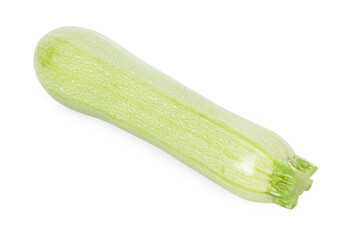One fresh ripe zucchini isolated on white, top view