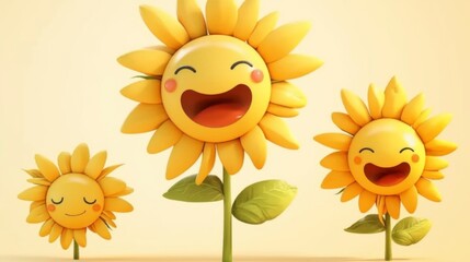 Happy cartoon sunflower