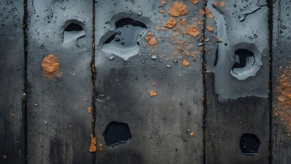 Concrete Texture with Water Damage: Gray Concrete Surface with Visible Water Stains and Damage, Creating a Unique and Distinctive Pattern