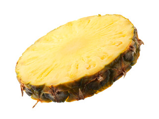 One slice of ripe pineapple isolated on white