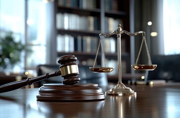 Law system - judicial process, legal court, magistrate authority, Scales of Justice, courtroom gavel, equitable governance, tribunal emblem, arbitration fairness, judge decision, lawful order.