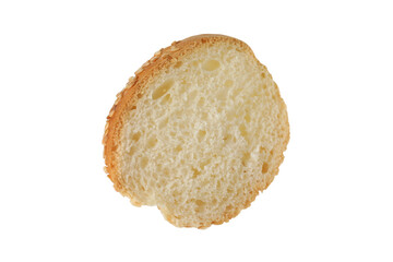Piece of fresh baguette isolated on white