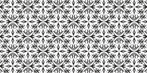 Unique Black and White Ornate Geometric Damask Pattern