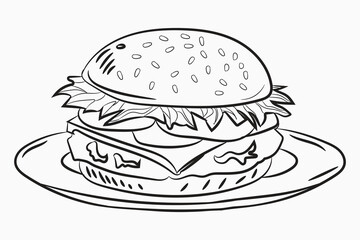 Fototapeta premium hand drawn vector illustration of an burger