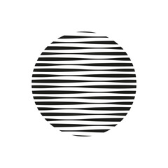 Striped circle pattern. Abstract optical symbol. Radiating line shape. Vector illustration.