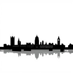 Obraz premium A city skyline at sunset overlooking fall foliage skyline silhouette 