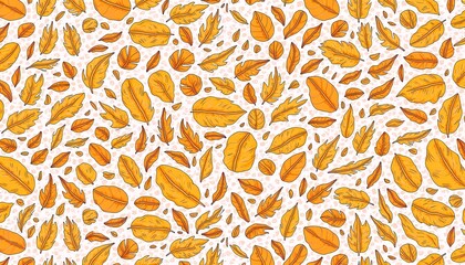 Golden Leaves Pattern Autumnal Design Background