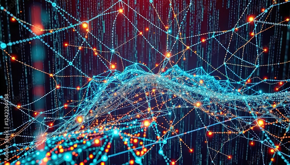 Poster abstract digital network visualization showing connections