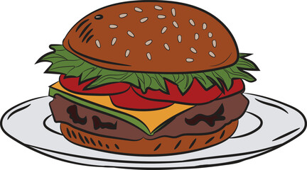 Juicy Burger with Fresh Lettuce  Melted Cheese