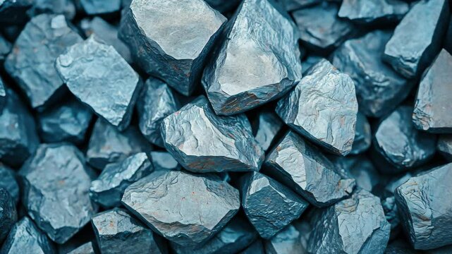 Metallic Blue Lithium Texture Featuring Raw Stones Perfect for Modern Industrial Themes and Innovative Design Concepts in Technology and Science, Highlighting Unique Patterns and Textures