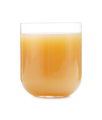 Tasty apple juice in glass isolated on white