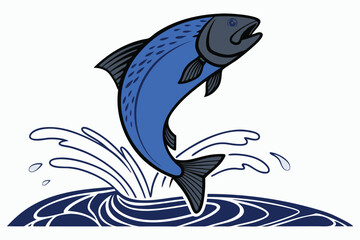 outline of fish jumping out of water black color