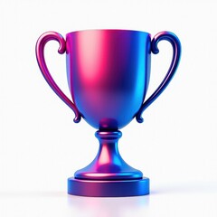 Vibrant Blue and Pink Trophy on a Stunning White Background