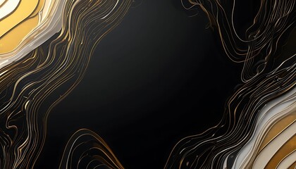 Abstract Gold and Black Swirling Liquid Art Design