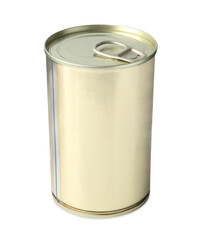 One closed tin can isolated on white
