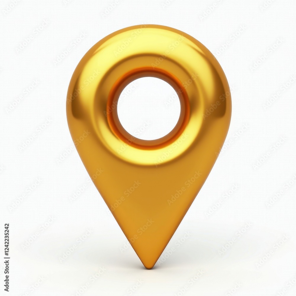 Aufkleber glossy gold map pointer 3d effect on white background
