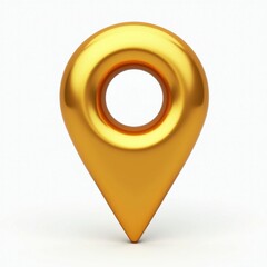 Glossy Gold Map Pointer 3D Effect on White Background