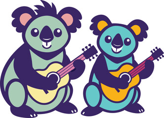 two Koala playing gaiter 