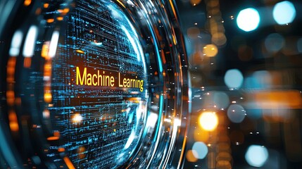 Fototapeta premium Magnified View of Machine Learning Concept with Sharp Focus