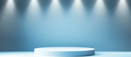 Minimalist Blue Podium with Spotlights - Product Display Mockup