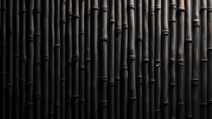 Fototapeta premium Dark bamboo wall texture with vertical alignment