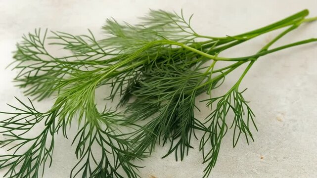 Fresh organic dill sprigs with feathery green leaves isolated.