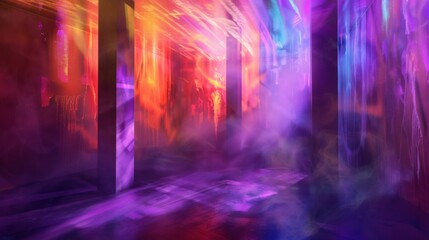 Fototapeta premium Colorful Light Patterns in Abstract Space with Dramatic Lighting