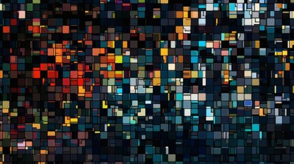 Fototapeta premium Colorful Mosaic Pattern of Abstract Shapes and Textures in Dark Palette