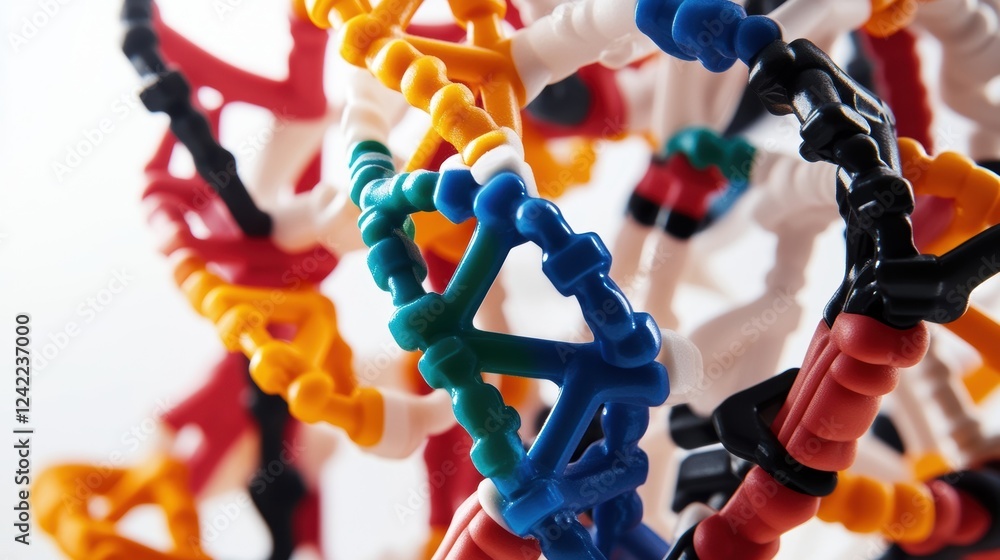 Poster a medium closeup of a 3d model of dna strands intertwined with tools representing editing mechanisms