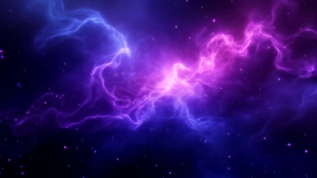 Cosmic Nebula Purple, blue energy swirls in dark space; stellar background; website header
