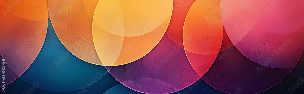 Poster a round aura gradient background with a fine grainy texture, presenting circle gradient shapes in a 