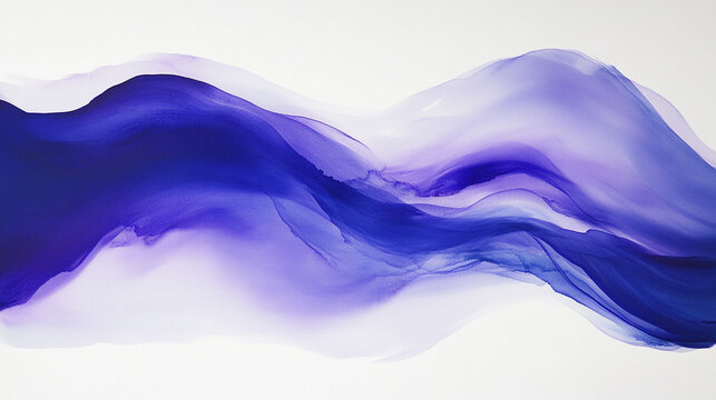 Abstract purple fluid wave design flowing dynamically against a clean white background, creating a modern and minimalistic composition