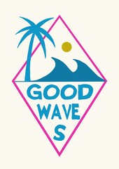 Waves lover vintage retro illustration