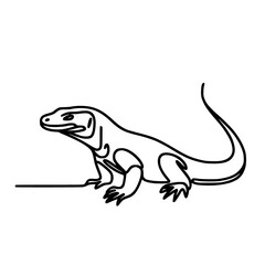 Fototapeta premium Continuous line silhouette of a monitor lizard
