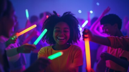 Power outages at a school dance. Featuring students enjoying the party with glow sticks