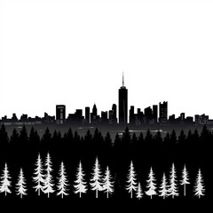 Excavator silhouette against a vibrant city skyline at sunset skyline silhouette 