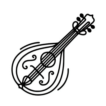 black line art mandolin musical instrument clip art preview