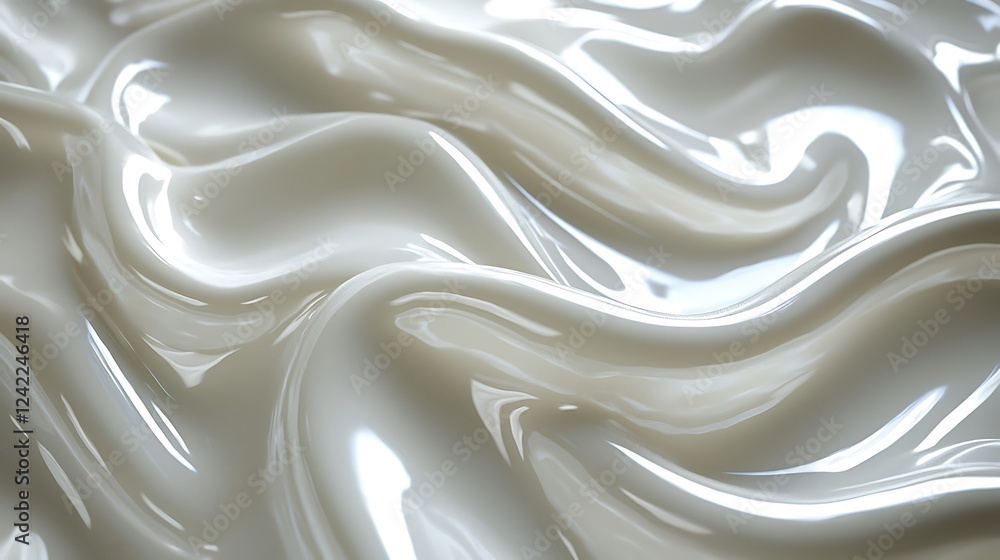Poster a seamless, subtle white wavy texture with glossy, soft reflective surfaces and height maps, perfect