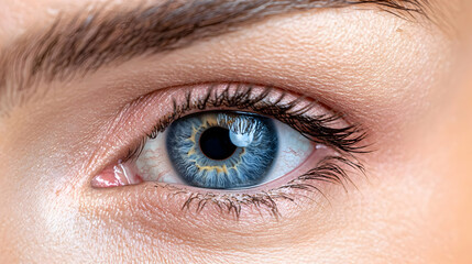 Fototapeta premium Close-up blue eye, woman, macro shot, detail