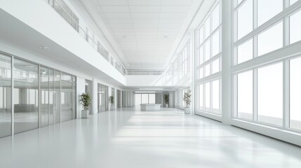 Bright White Modern Building Interior Hallway