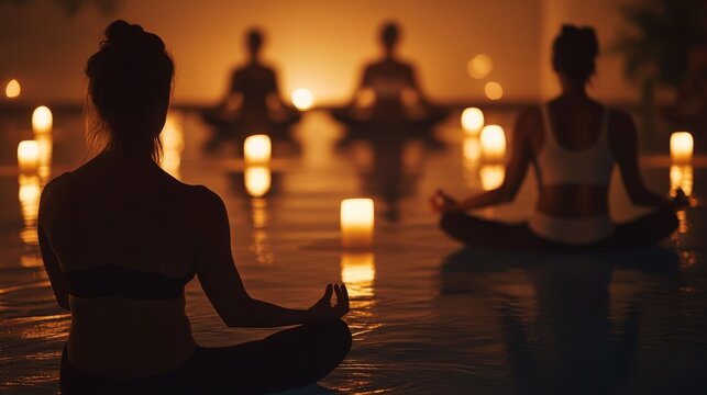 Power outages at a wellness retreat. Featuring participants practicing yoga by candlelight
