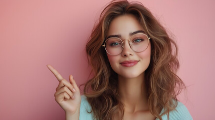 Obraz premium Stylish Woman Pointing Forward