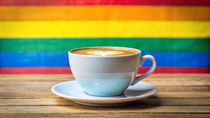 Freedom day with morning coffee, symbol of the LGBT pride community. rainbows, relationship icon colors concept. 