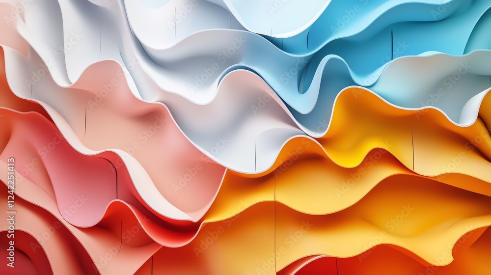 Poster abstract composition of colorful wavy shapes highlighting vibrant textures and seamless transitions 