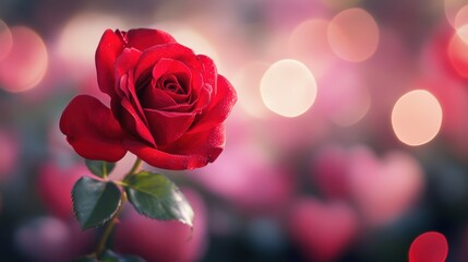A Single Red Rose Blooms Beautifully Against A Soft Blurred Background