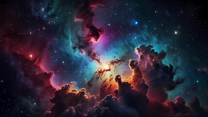 Colorful space galaxy cloud nebula. Stary night cosmos backgroud