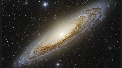 Fototapeta premium A stunning spiral galaxy illuminated against a backdrop of stars.