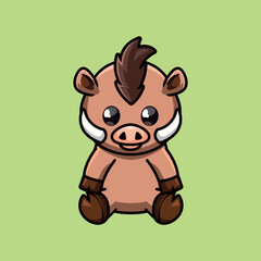 Boar Cartoon Chibi Vector