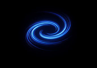 Naklejka premium Abstract Blue Neon Swirl Light Effect on Black Background