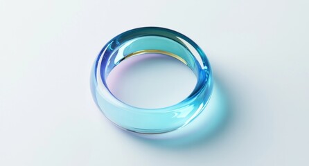 Light blue glass ring on white background.